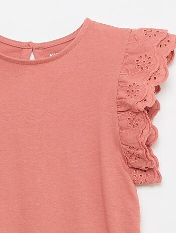 Camiseta de manga corta con bordado inglés