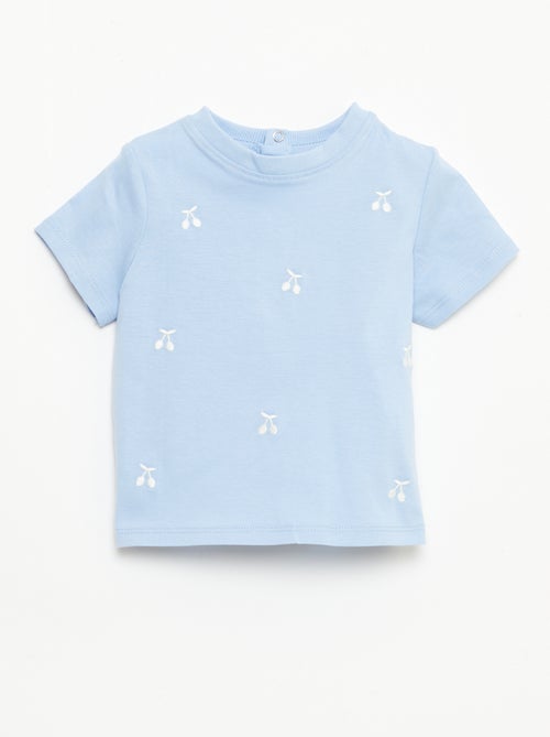 Camiseta de manga corta con bordados - Kiabi