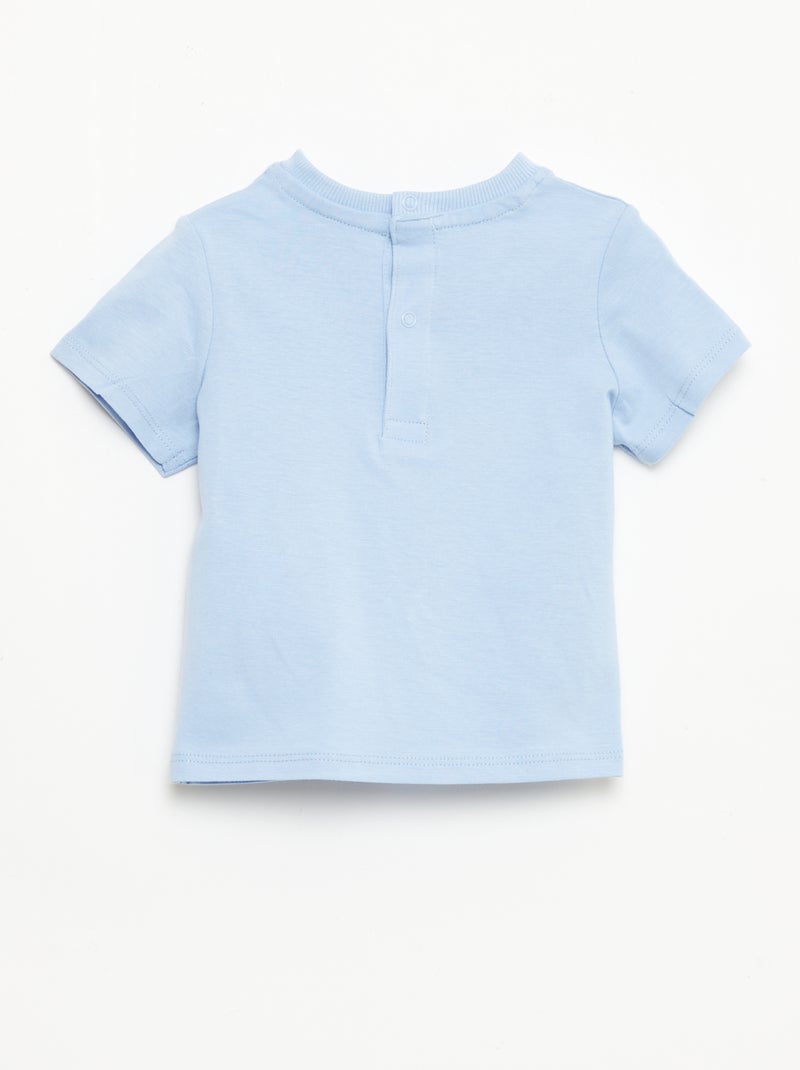Camiseta de manga corta con bordados Azul - Kiabi