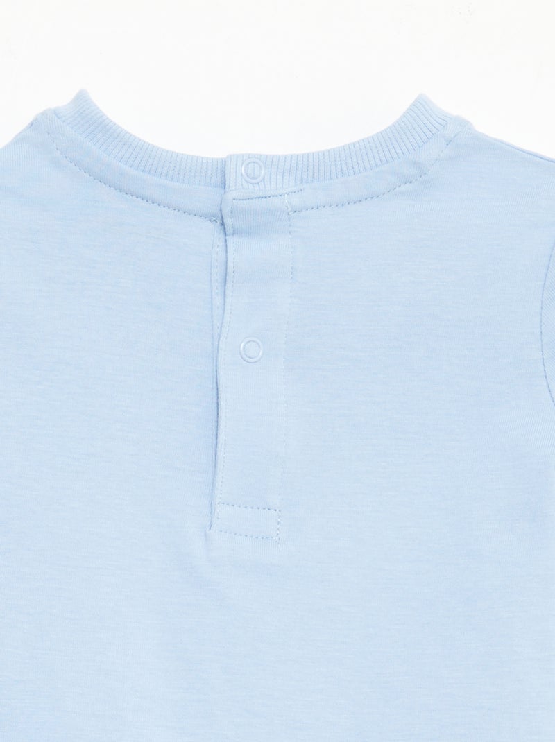 Camiseta de manga corta con bordados Azul - Kiabi