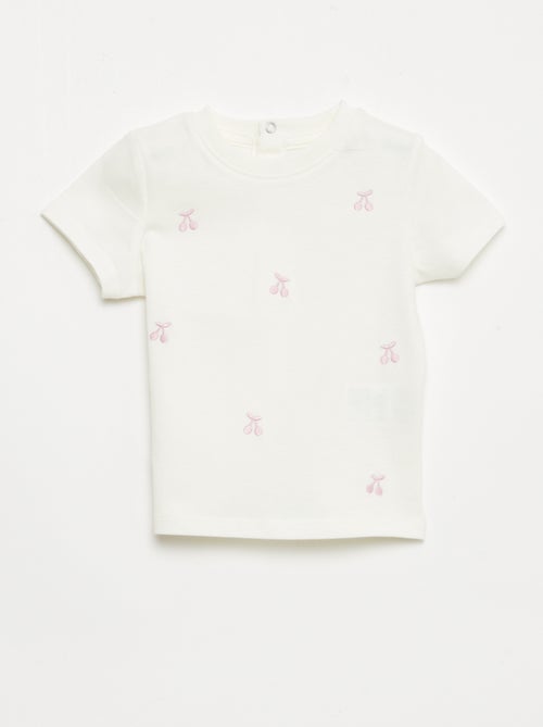 Camiseta de manga corta con bordados - Kiabi