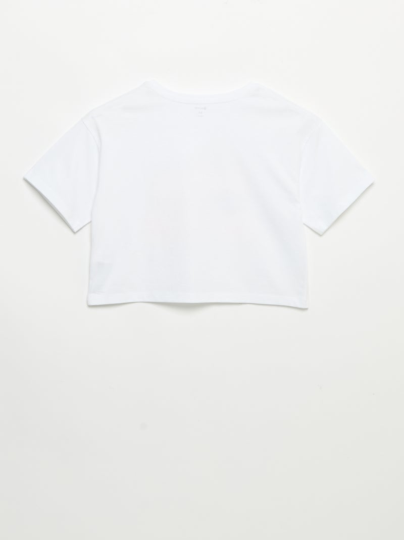 Camiseta de manga corta con bordados Blanco - Kiabi