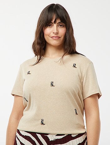 Camiseta de manga corta con bordados 'botas western'