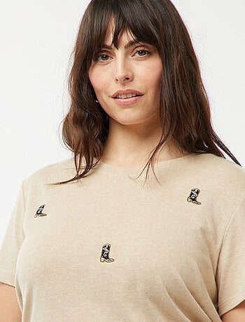 Camiseta de manga corta con bordados 'botas western'
