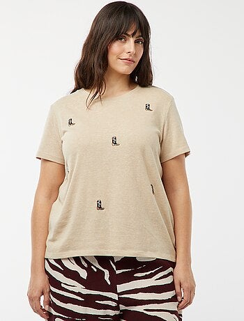 Camiseta de manga corta con bordados 'botas western'
