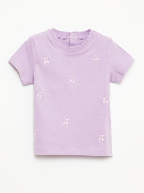 Camiseta de manga corta con bordados - Kiabi