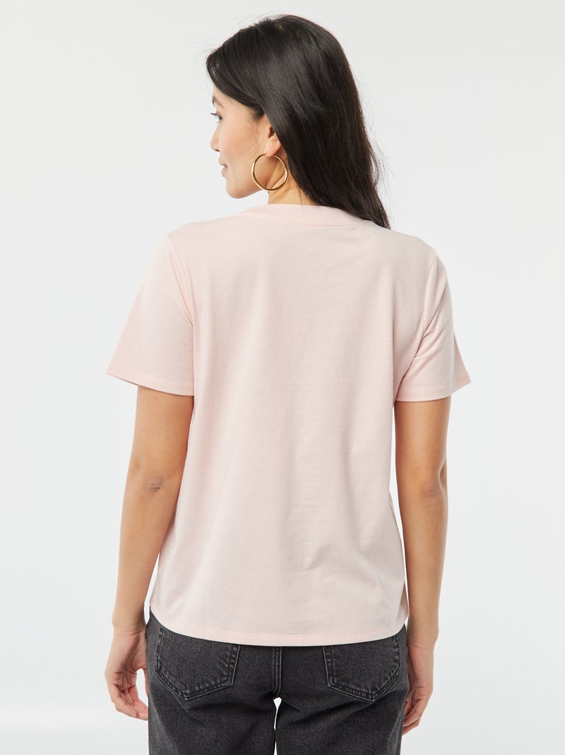 Camiseta de manga corta con bordados ROSA - Kiabi