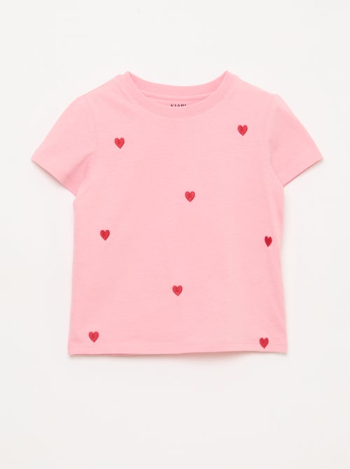 Camiseta de manga corta con bordados - Kiabi