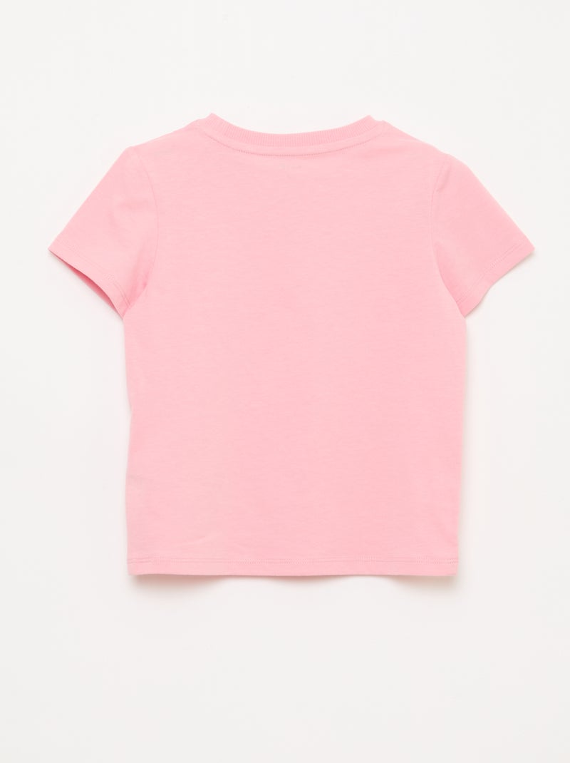Camiseta de manga corta con bordados Rosa - Kiabi