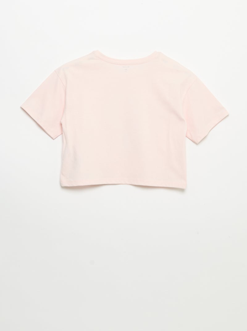 Camiseta de manga corta con bordados Rosa - Kiabi