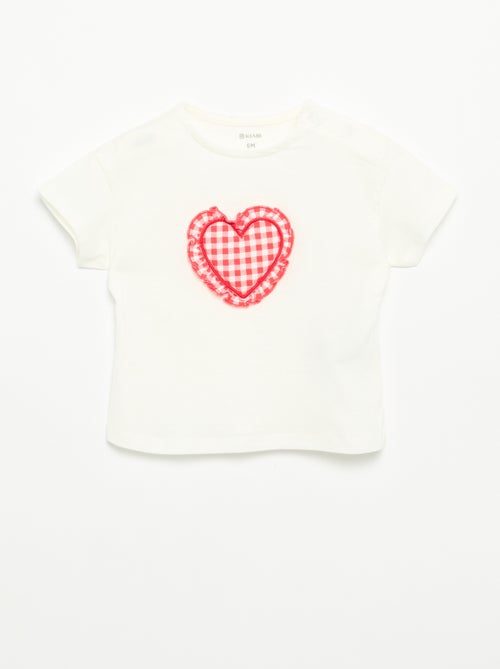 Camiseta de manga corta con corazón cosido - Kiabi