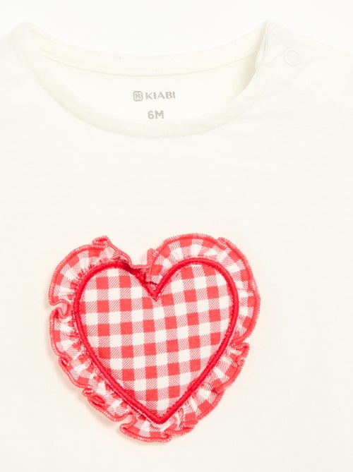 Camiseta de manga corta con corazón cosido - Kiabi
