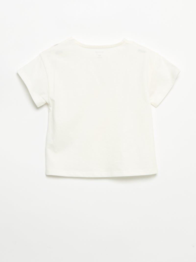 Camiseta de manga corta con corazón cosido Blanco - Kiabi