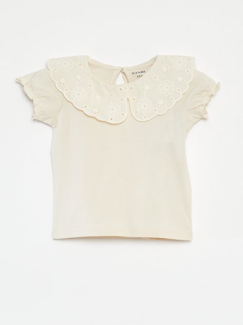 Camiseta de manga corta con cuello de fantasía - Kiabi