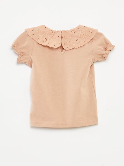 Camiseta de manga corta con cuello de fantasía - Kiabi