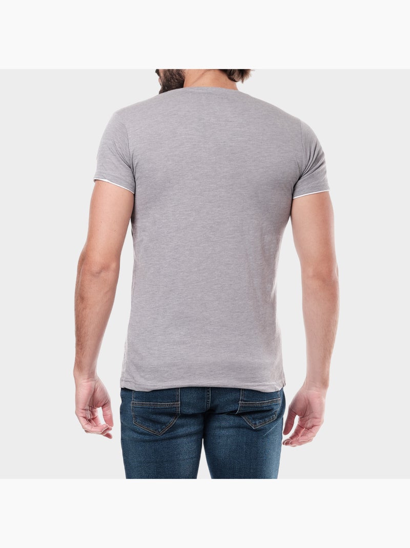Camiseta de manga corta con cuello en V Gris - Kiabi