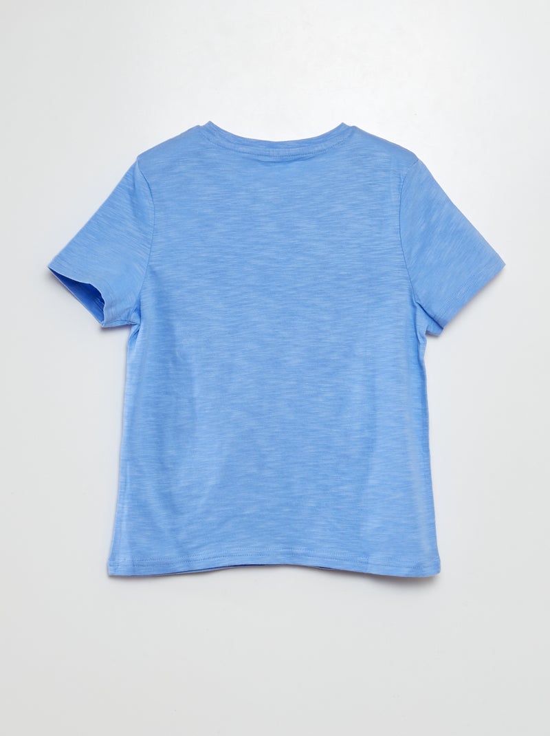 Camiseta de manga corta con cuello panadero AZUL - Kiabi