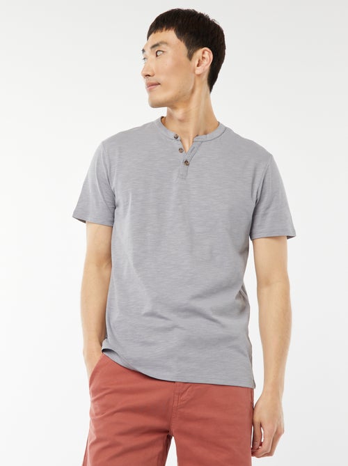 Camiseta de manga corta con cuello panadero - Kiabi