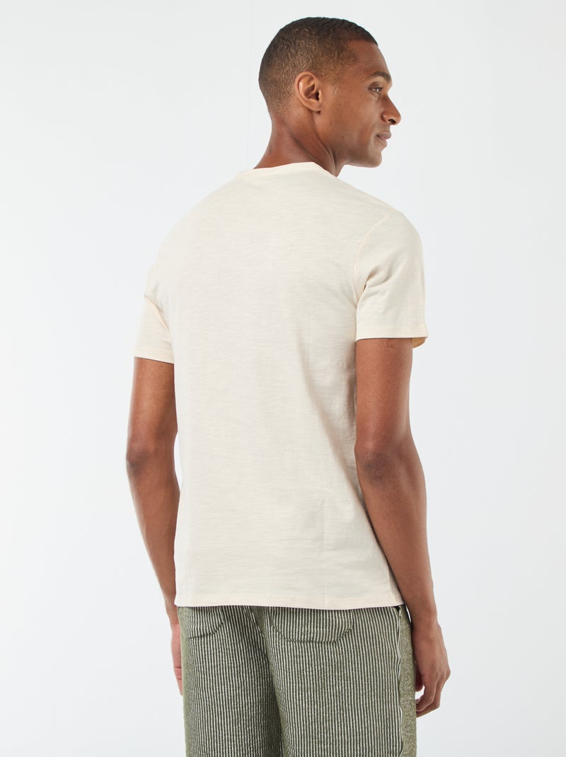 Camiseta de manga corta con cuello panadero Blanco - Kiabi