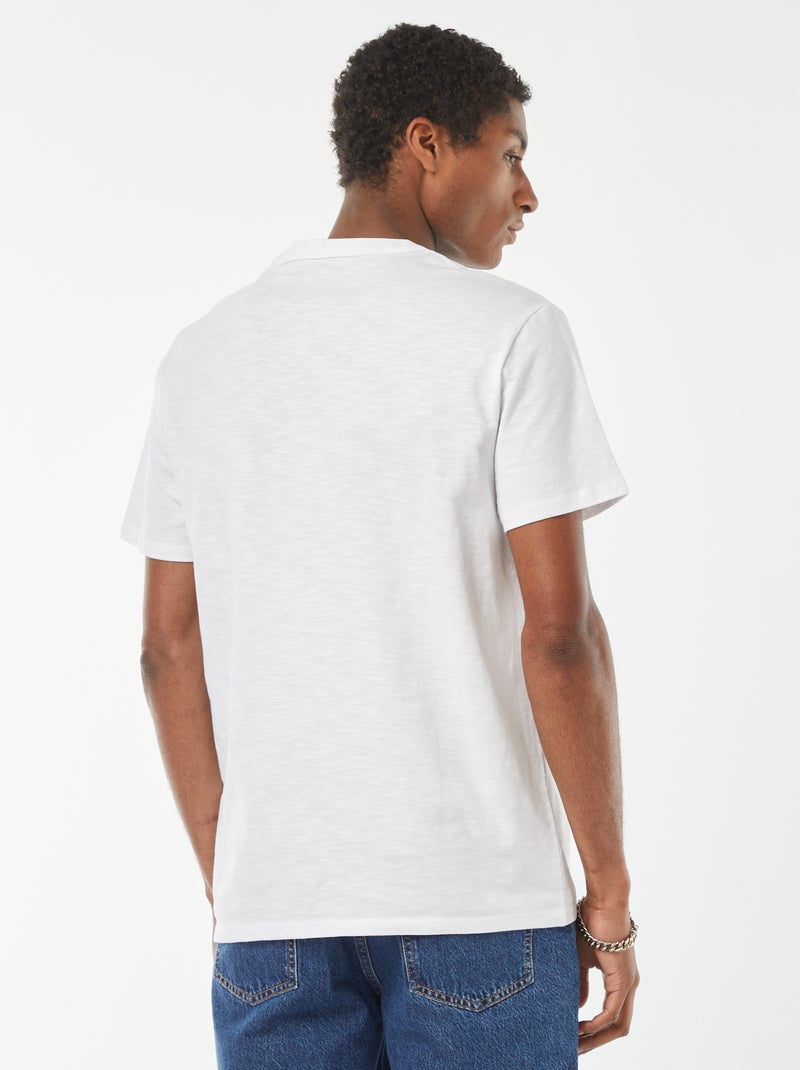 Camiseta de manga corta con cuello panadero blanco - Kiabi