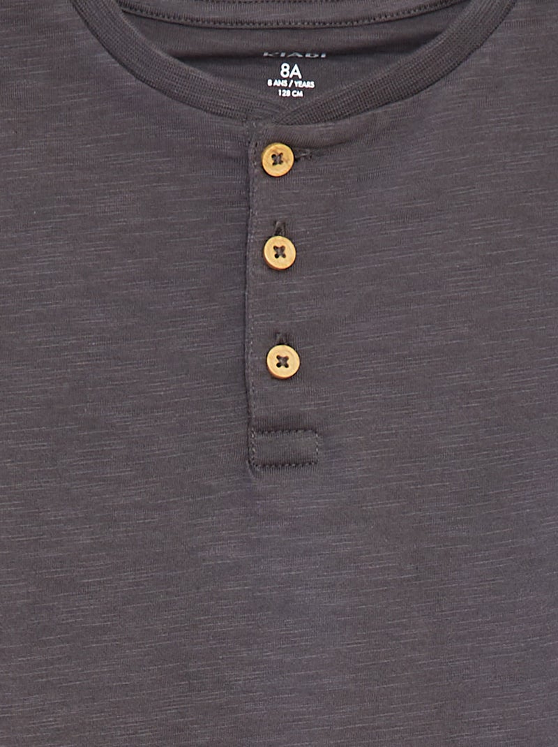 Camiseta de manga corta con cuello panadero GRIS - Kiabi