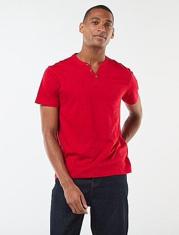 Camiseta de manga corta con cuello panadero