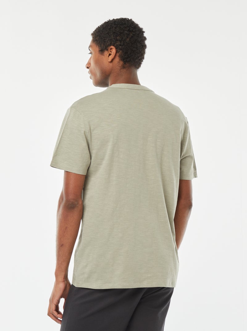 Camiseta de manga corta con cuello panadero Verde - Kiabi