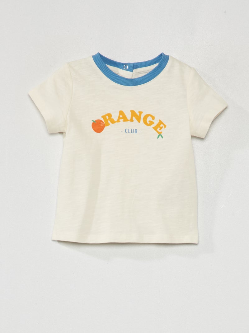 Camiseta de manga corta con cuello redondo BLANCO - Kiabi
