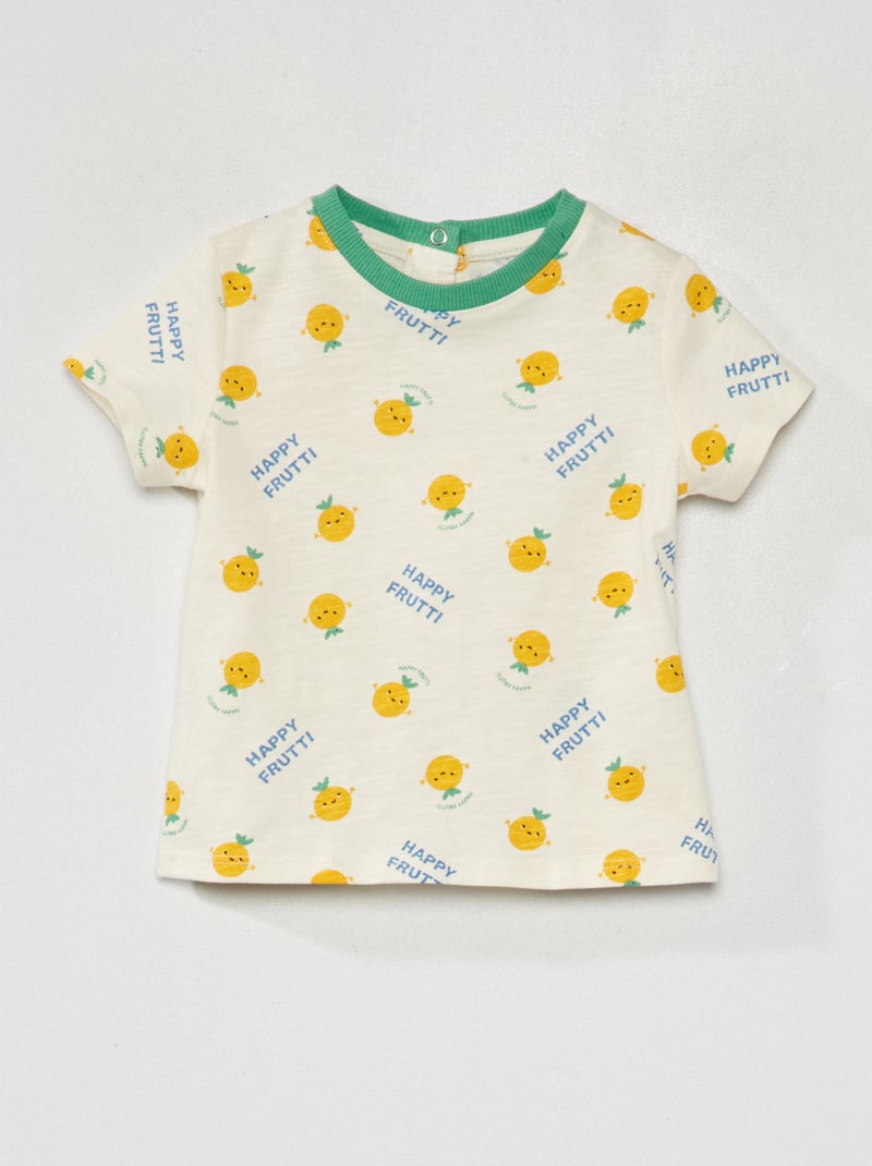 Camiseta de manga corta con cuello redondo BLANCO - Kiabi