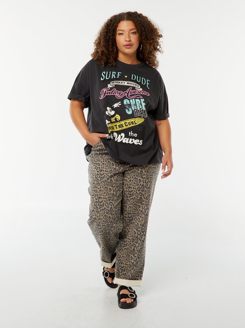 Camiseta de manga corta con cuello redondo 'Disney' NEGRO - Kiabi