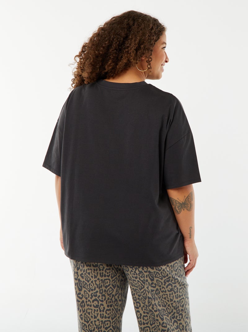 Camiseta de manga corta con cuello redondo 'Disney' NEGRO - Kiabi