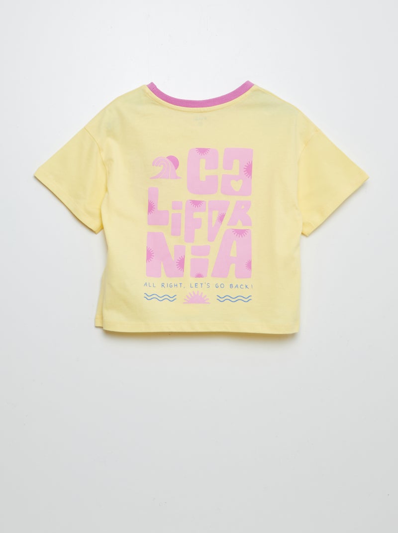 Camiseta de manga corta con cuello redondo estampada AMARILLO - Kiabi