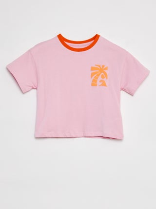 Camiseta de manga corta con cuello redondo estampada