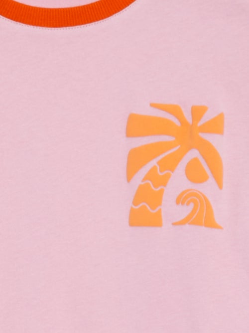 Camiseta de manga corta con cuello redondo estampada - Kiabi