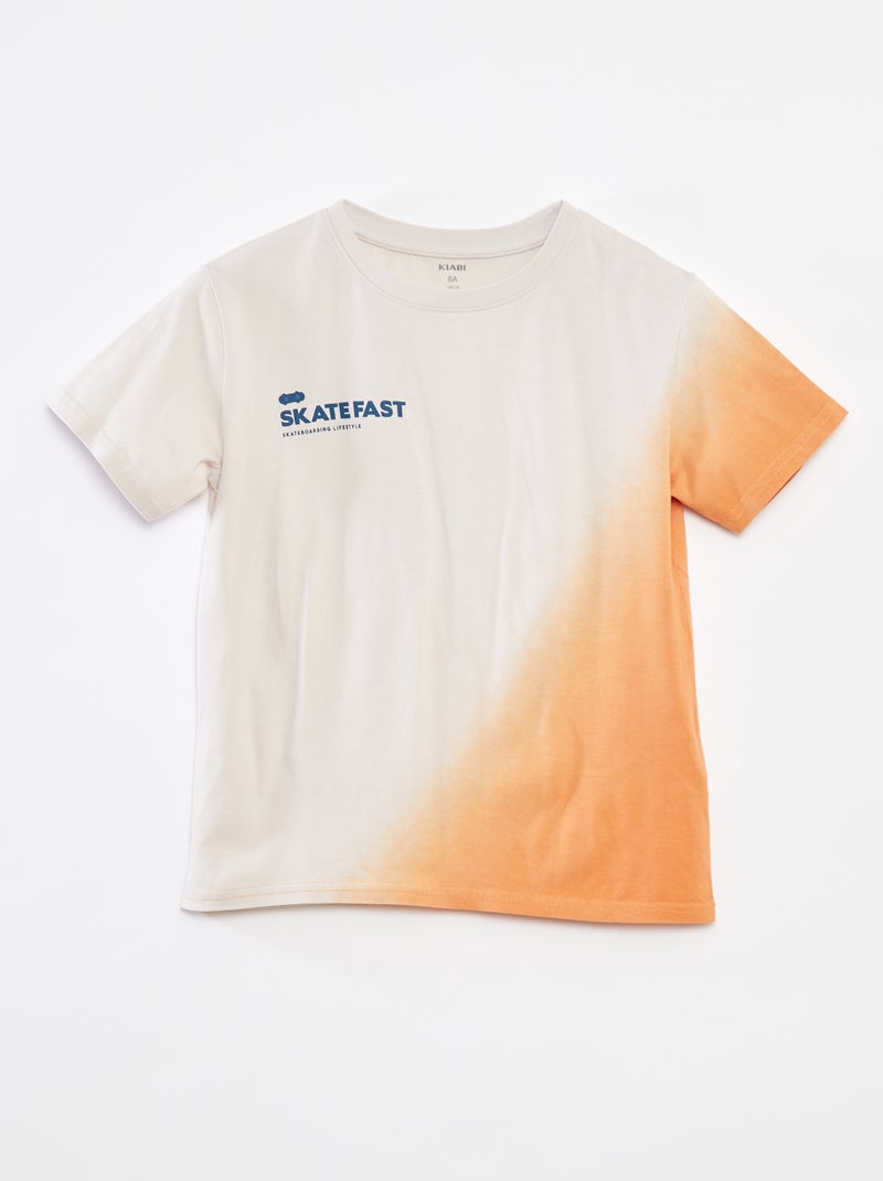 Camiseta de manga corta con cuello redondo Naranja - Kiabi