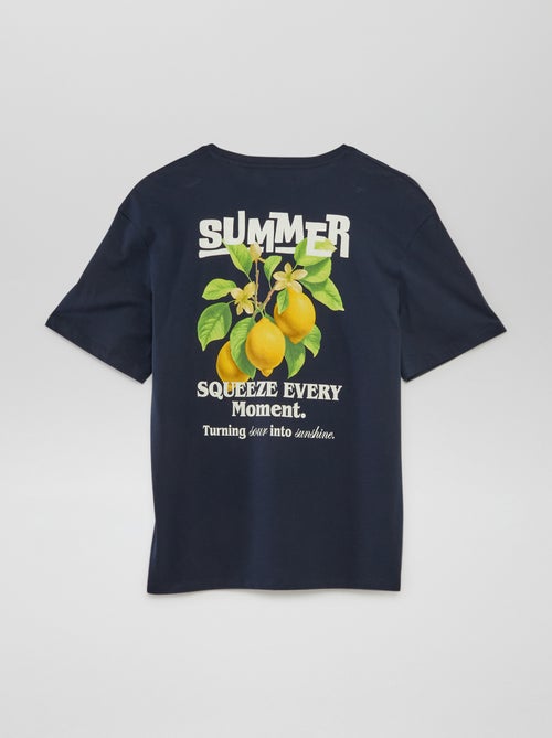 Camiseta de manga corta con cuello redondo 'Produkt' - Kiabi