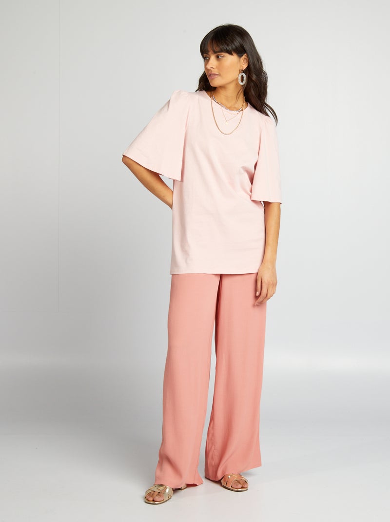 Camiseta de manga corta con cuello redondo ROSA - Kiabi