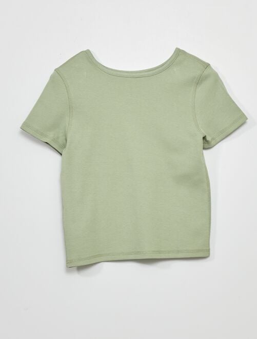 Camiseta con cuello alto - verde liquen - Kiabi - 8.00€