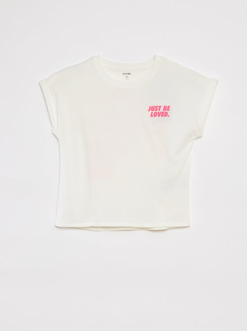 Camiseta de manga corta con cuello redondo y adorno - Kiabi
