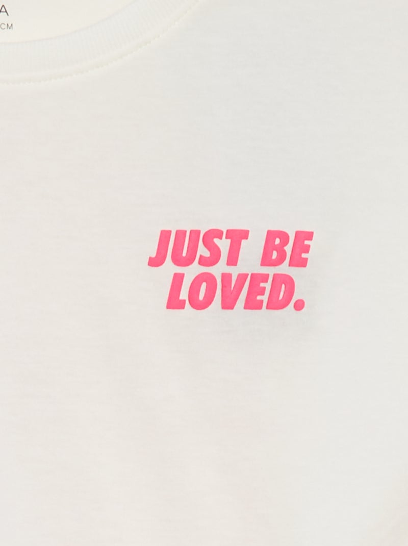 Camiseta de manga corta con cuello redondo y adorno BLANCO - Kiabi