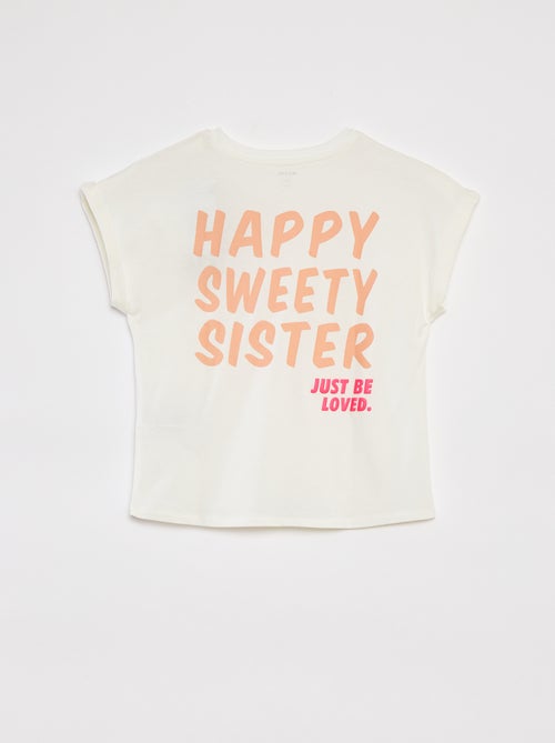 Camiseta de manga corta con cuello redondo y adorno - Kiabi