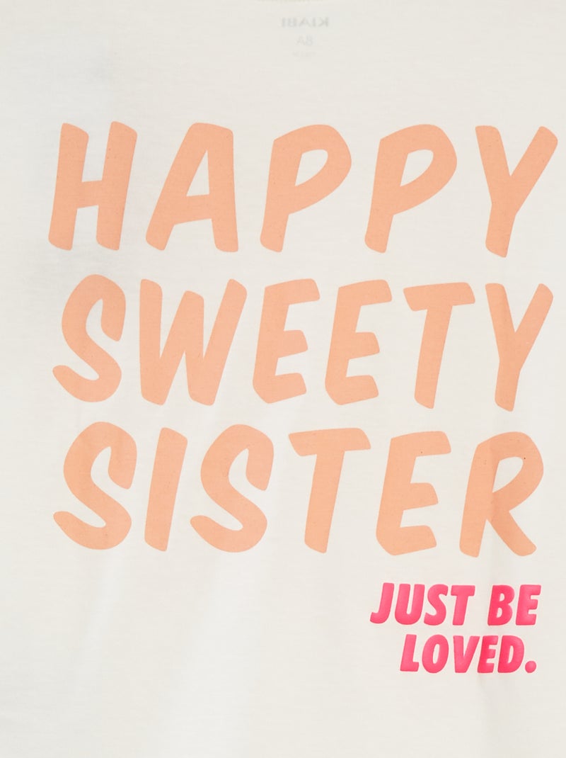 Camiseta de manga corta con cuello redondo y adorno BLANCO - Kiabi