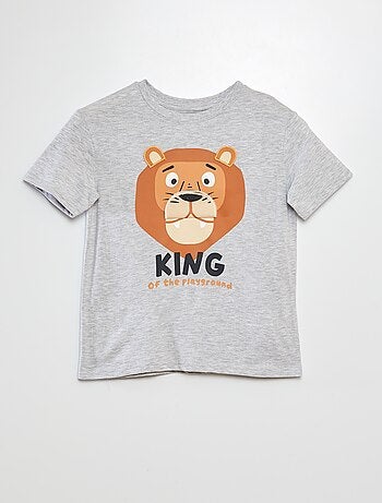Camiseta de manga corta con cuello redondo y estampado con relieve