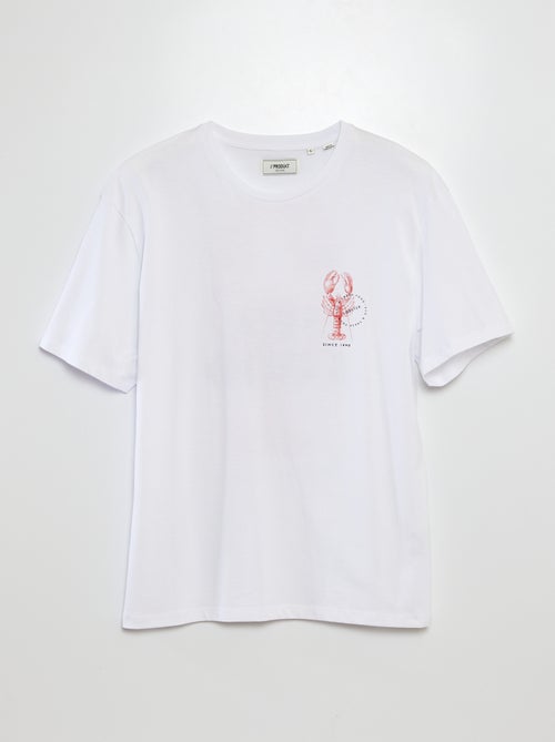 Camiseta de manga corta con cuello redondo y estampado trasero 'Produkt' - Kiabi