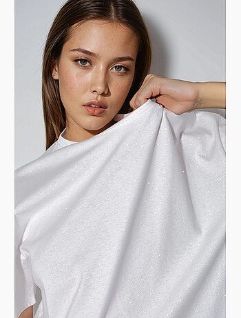Camiseta de manga corta con cuello redondo y lentejuelas busem
