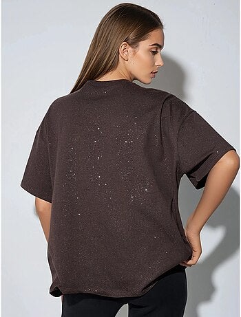 Camiseta de manga corta con cuello redondo y lentejuelas busem