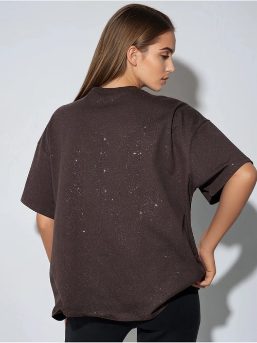 Camiseta de manga corta con cuello redondo y lentejuelas busem - Kiabi Camiseta de manga corta con cuello redondo y lentejuelas busem - Kiabi