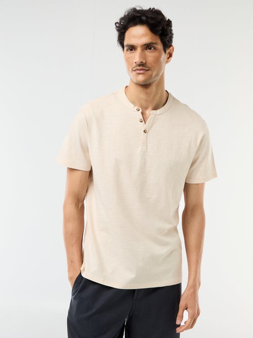 Camiseta de manga corta con cuello tunecino - Kiabi