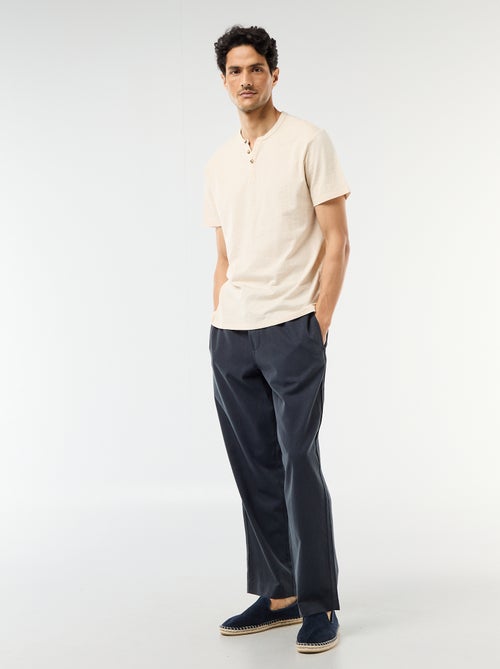 Camiseta de manga corta con cuello tunecino - Kiabi