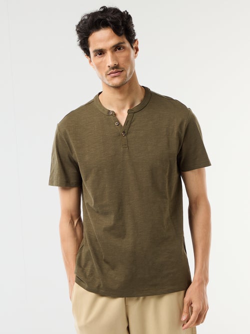 Camiseta de manga corta con cuello tunecino - Kiabi